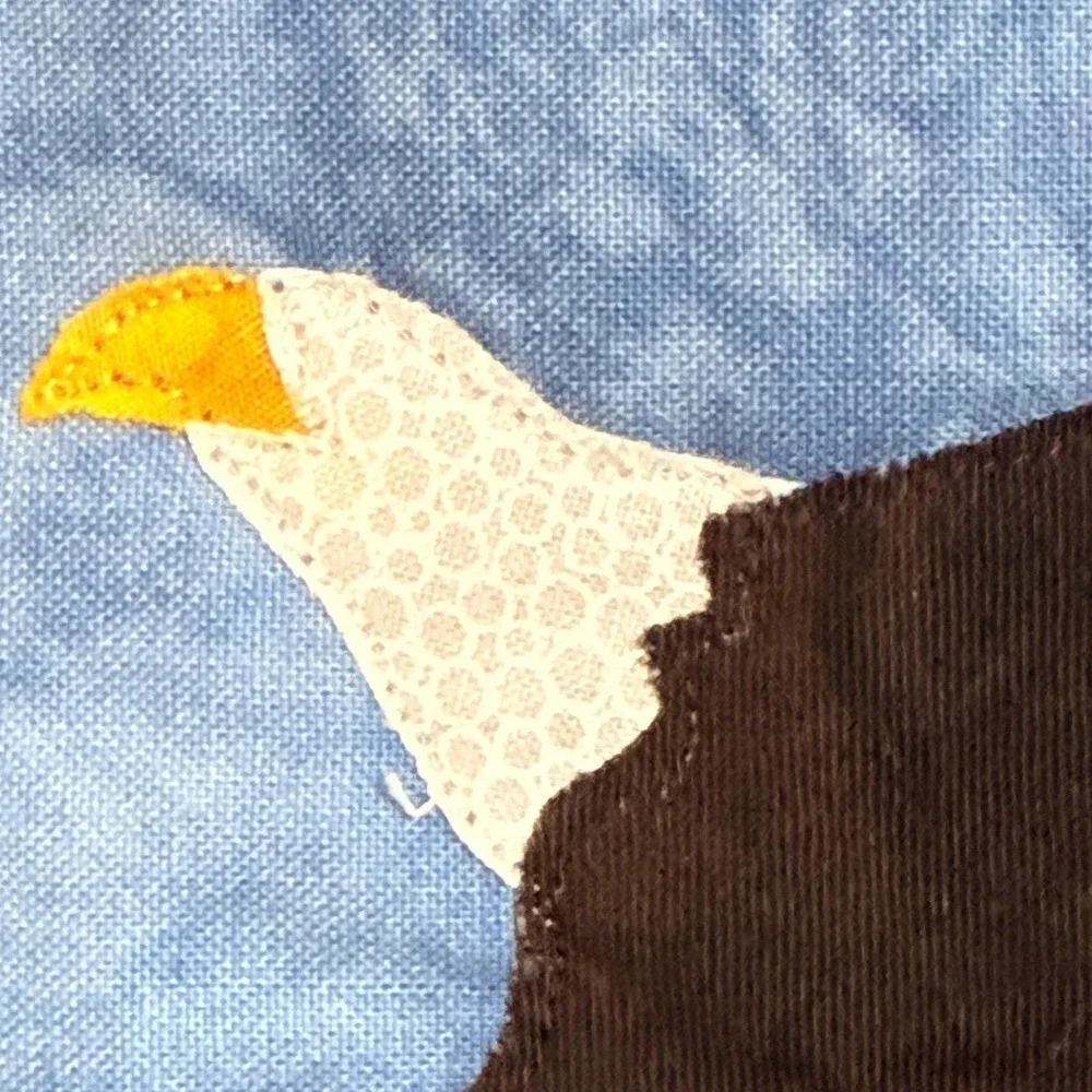 Handmade Wall Quilt Fiber Art, Eagles, Pine Forest Cabincore Lodge, Nature Lover